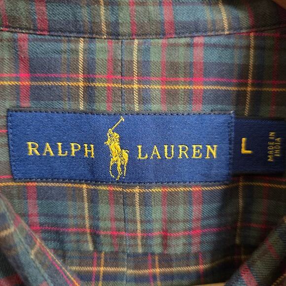 Ralph Lauren Mens Y2K Plaid Classic Button-Down Shirt Size Large Preppy Academia - Picture 8 of 12